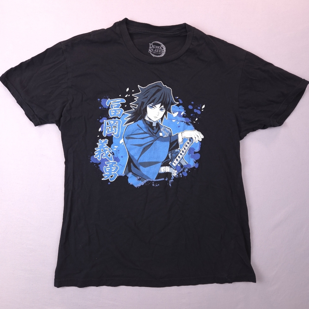 Demon Slayer Kimetsu no Yaiba Giyu Tomioka T-Shirt Mens Size‎ S Black